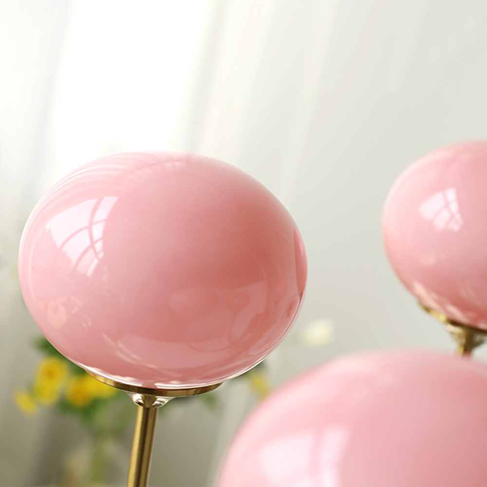 Milk Pink Glass Pendant Light Bauhaus Vintage Bubble Chandelier For Dining Room