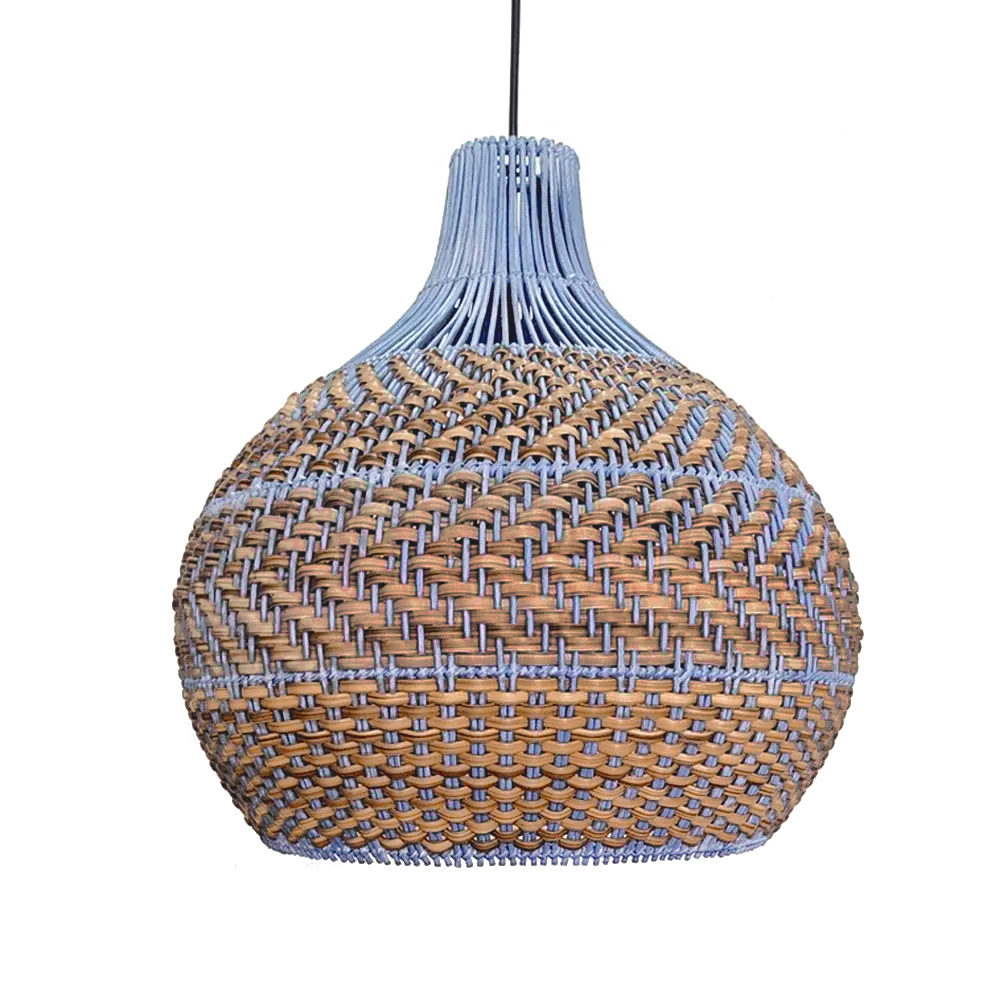 Hamptons Blue Rattan Pendant Light