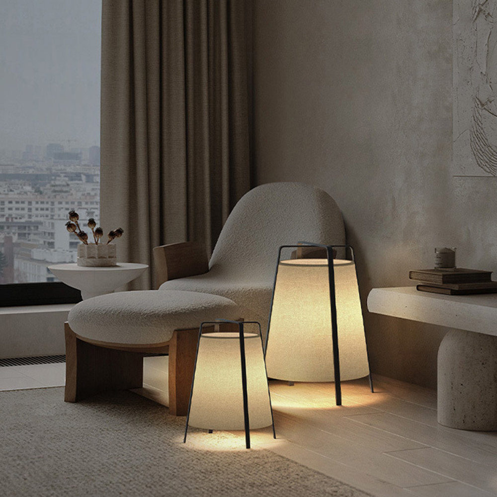 Japanese Wabi-sabi Fabric Floor Lamp Living Room Bedroom Nightstand Lamp