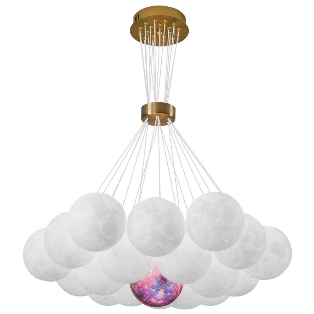 Nordic Children's Room Chandelier 3D Moon Bubble Ball Pendant Lamp