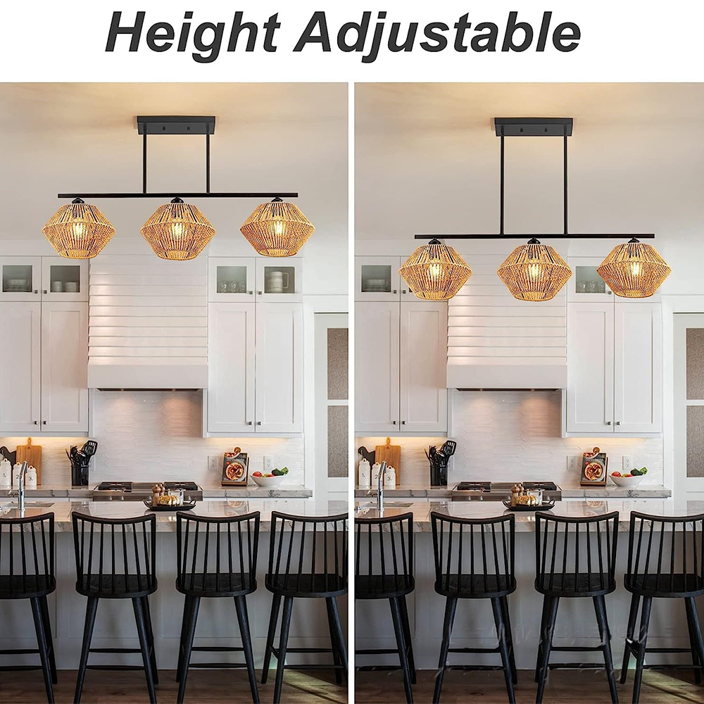 Southeast Asian Creative 3-head Rattan Pendant Lights For Dining Room