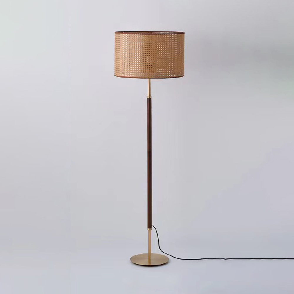 Wabi Sabi Style Living Room Floor Lamp Rattan Retro Personality Wood Art Lamp