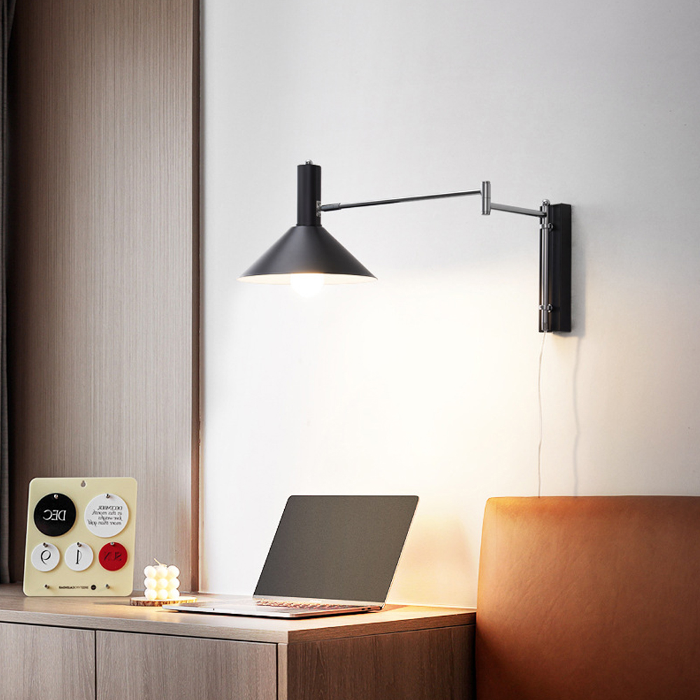 Retro Swing Arm Wall Lamp Extendable Folding Metal Wall Lamp