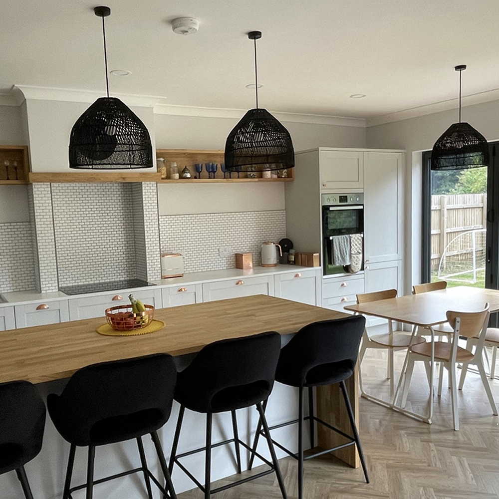 Rattan Hand-woven Lighting Natural Black Basket Pendant Lamp For Dining Room