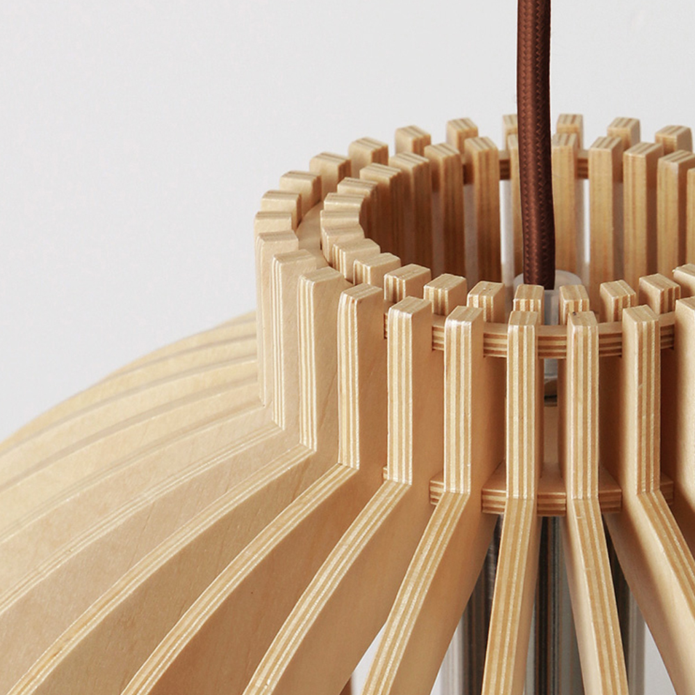 Nordic Hand-Woven Wood Chandelier Birdcage Lamp Japanese Creative Wood Pendant Lighting Fixture
