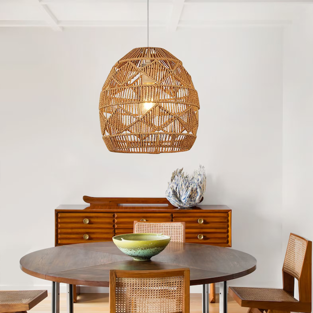 Hand-woven Hanging Lamp Farmhouse Vintage Rope Pendant Light Nordic Home Decor Chandelier