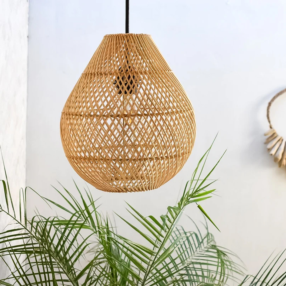 Bohemian Handmade Chandelier Pendant Kitchen Island Natural Wicker Rattan Light Shade