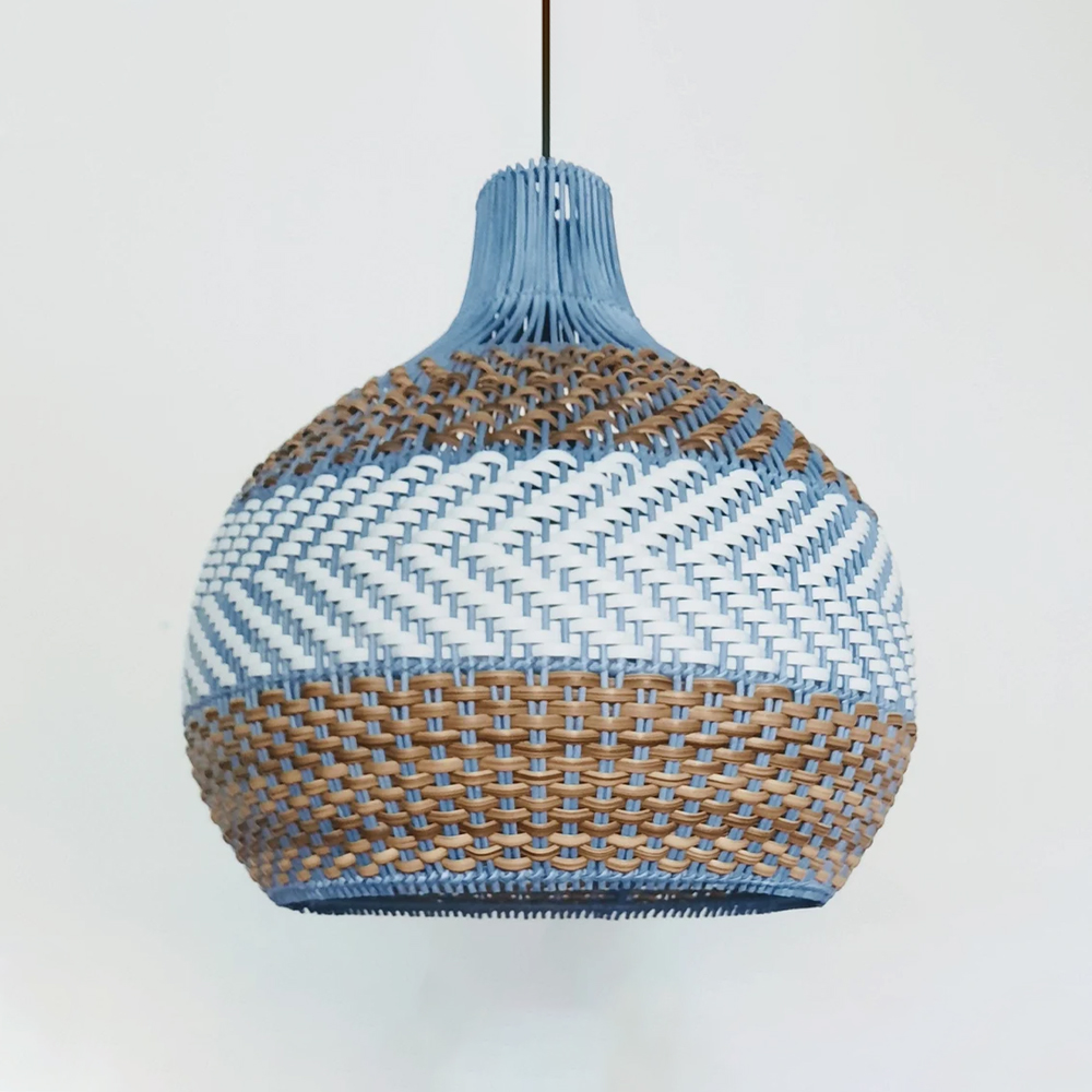 Courtland Blue Rattan Pendant Light