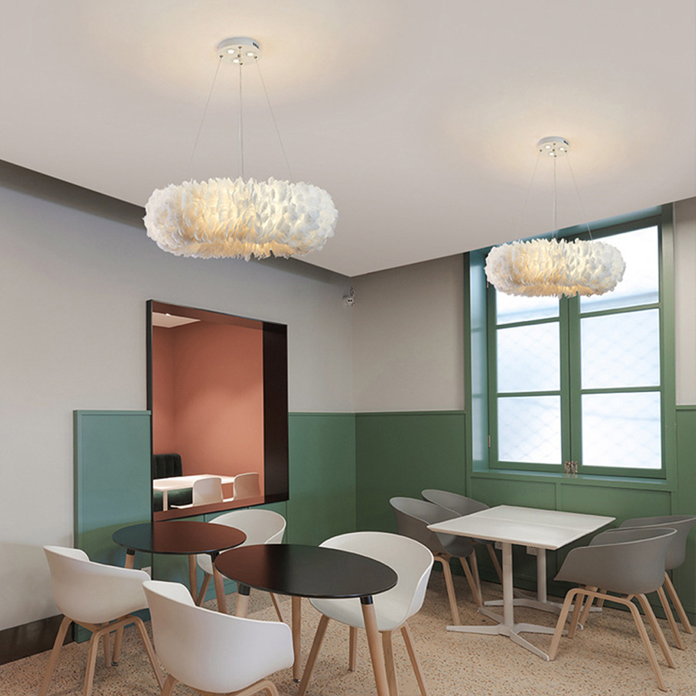 Home Decor Modern Feather Pendant Light Nordic Bedroom Chandelier