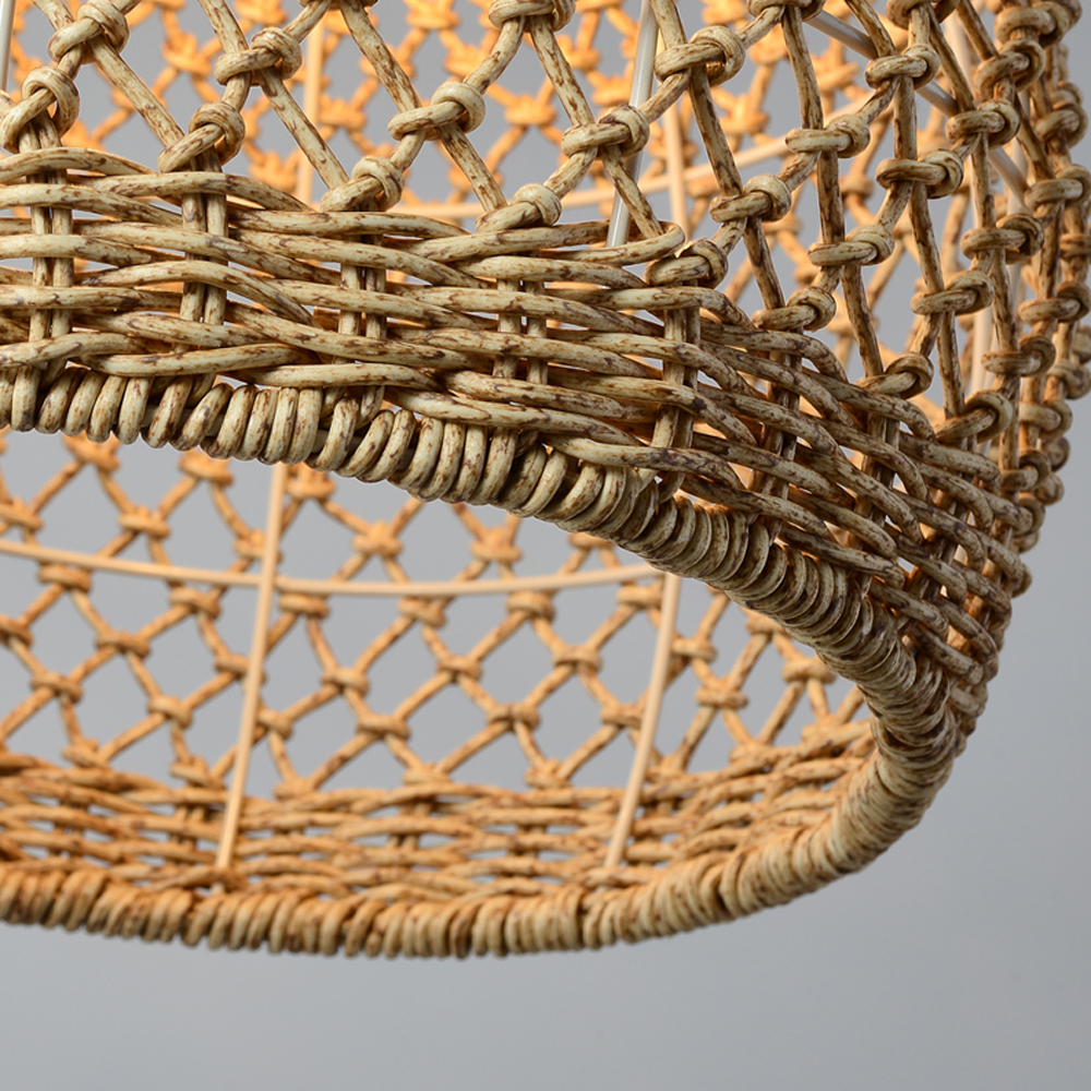 Wabi Sabi Style Designer Rattan Dining Room Pendant Chandelier Retro Lamps