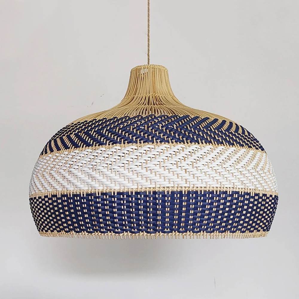 Michael Blue Rattan Pendant Light Kitchen Hanging Light Fixture ...