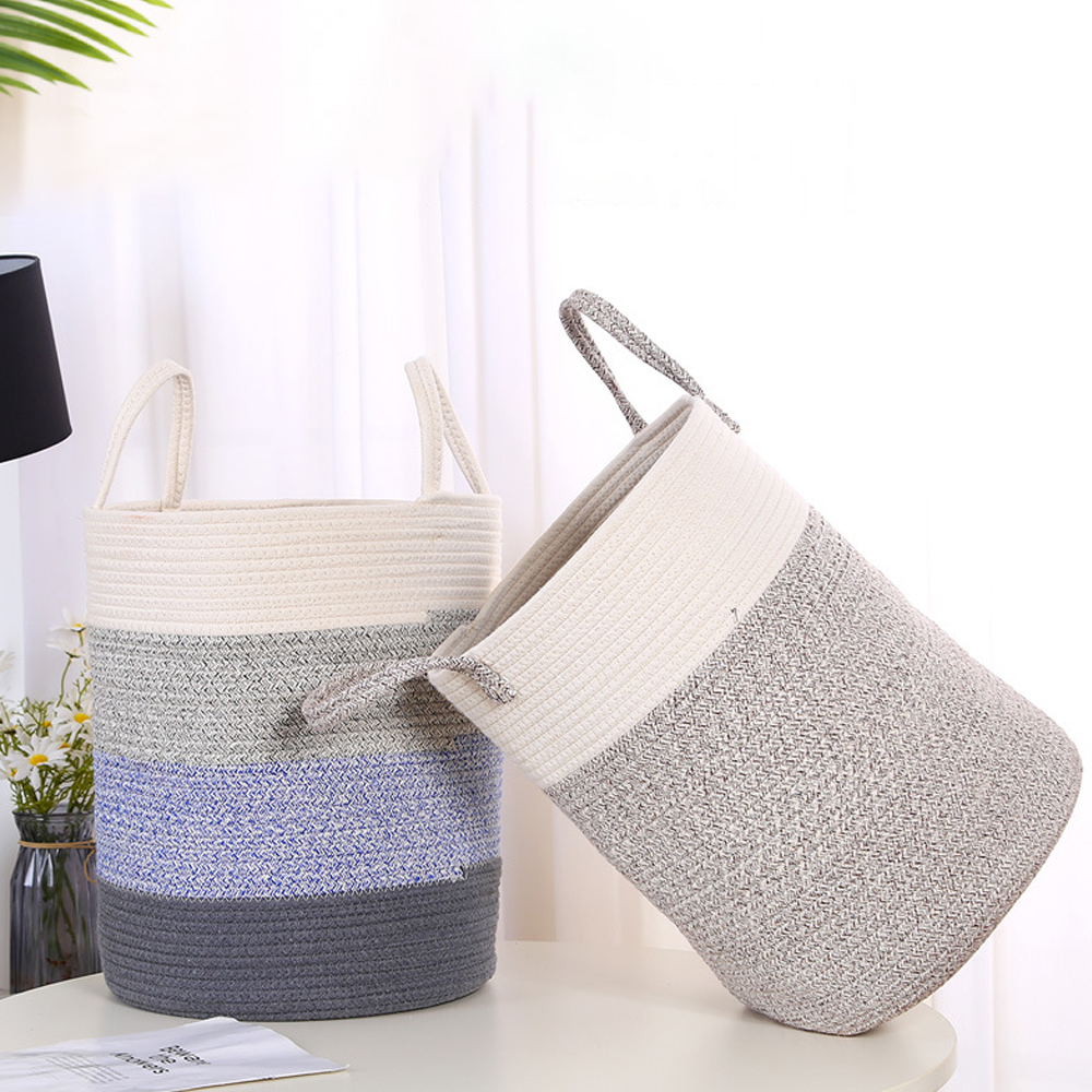 Cotton Rope Woven Laundry Basket Houseware Toy Storage Bag