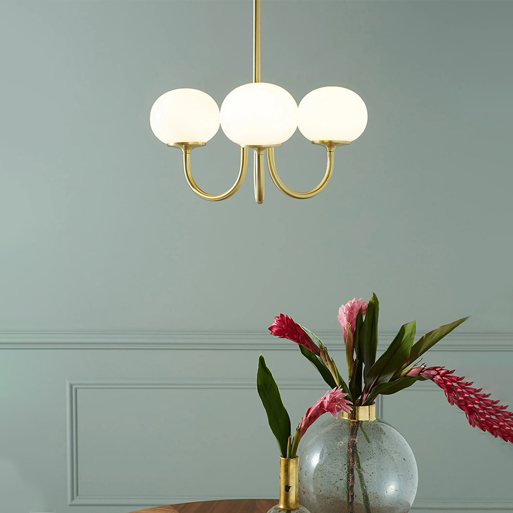 Milk Pink Glass Pendant Light Bauhaus Vintage Bubble Chandelier For Dining Room