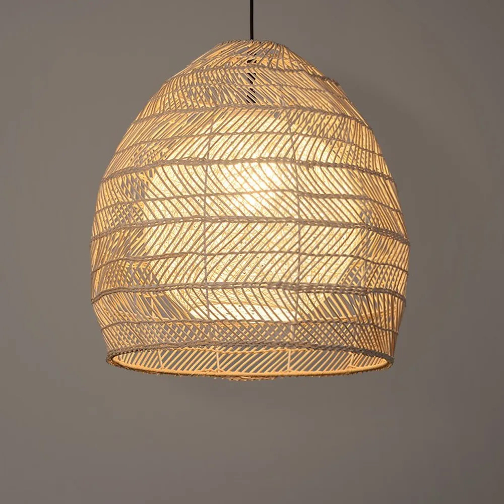 Natural Woven Wicker Rattan Chandelier Boho Basket Lighting Fixture