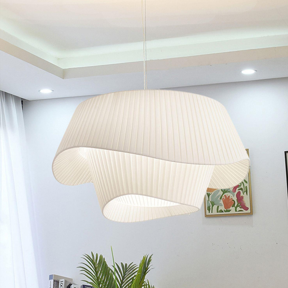 Unique Fabric Chandelier Bedroom Dining Room White Hanging Lamp
