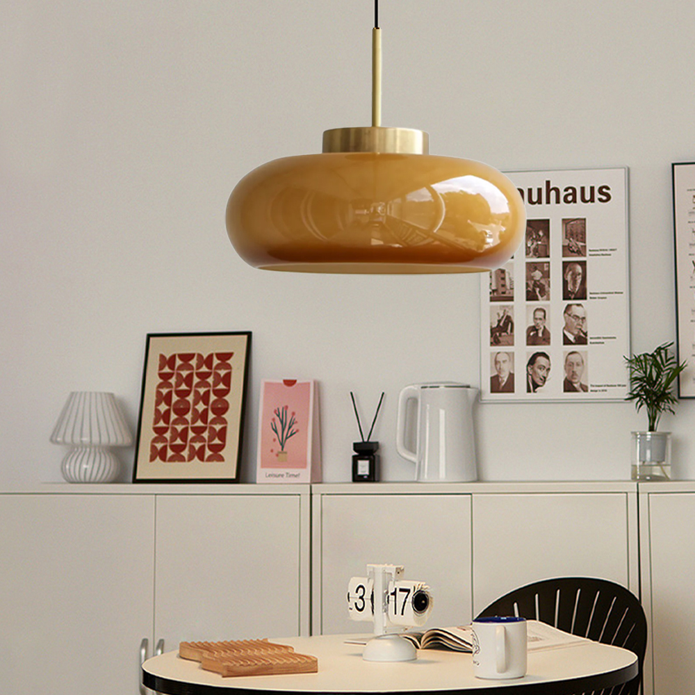 Nordic Yellow Glass Chandelier Kitchen Island Dining Room Pendant Light