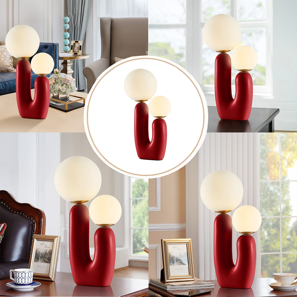 Modern Burgundy Red Nordic Table Lamp For Living Room Bedroom