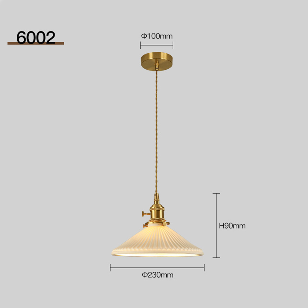 Nordic Luxury Mini Ceramic Pendant Light Japanese Brass Small Chandelier