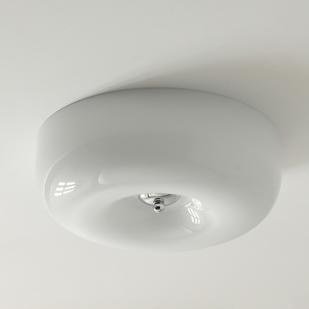 Living Room Cream Round Ceiling Lamp Bauhaus Milky Glass Lighting