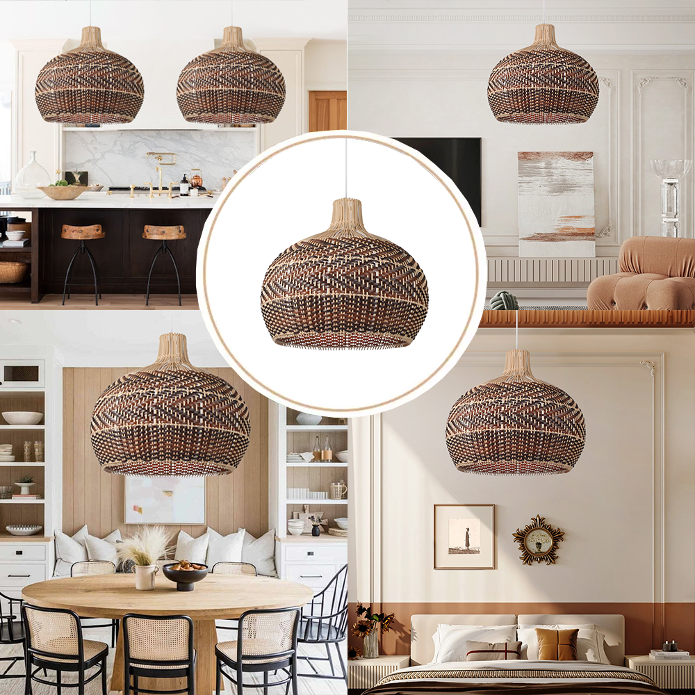 Dramatic Kitchen Islands Rattan Pendant Light Handmade Chandelier   6 529 