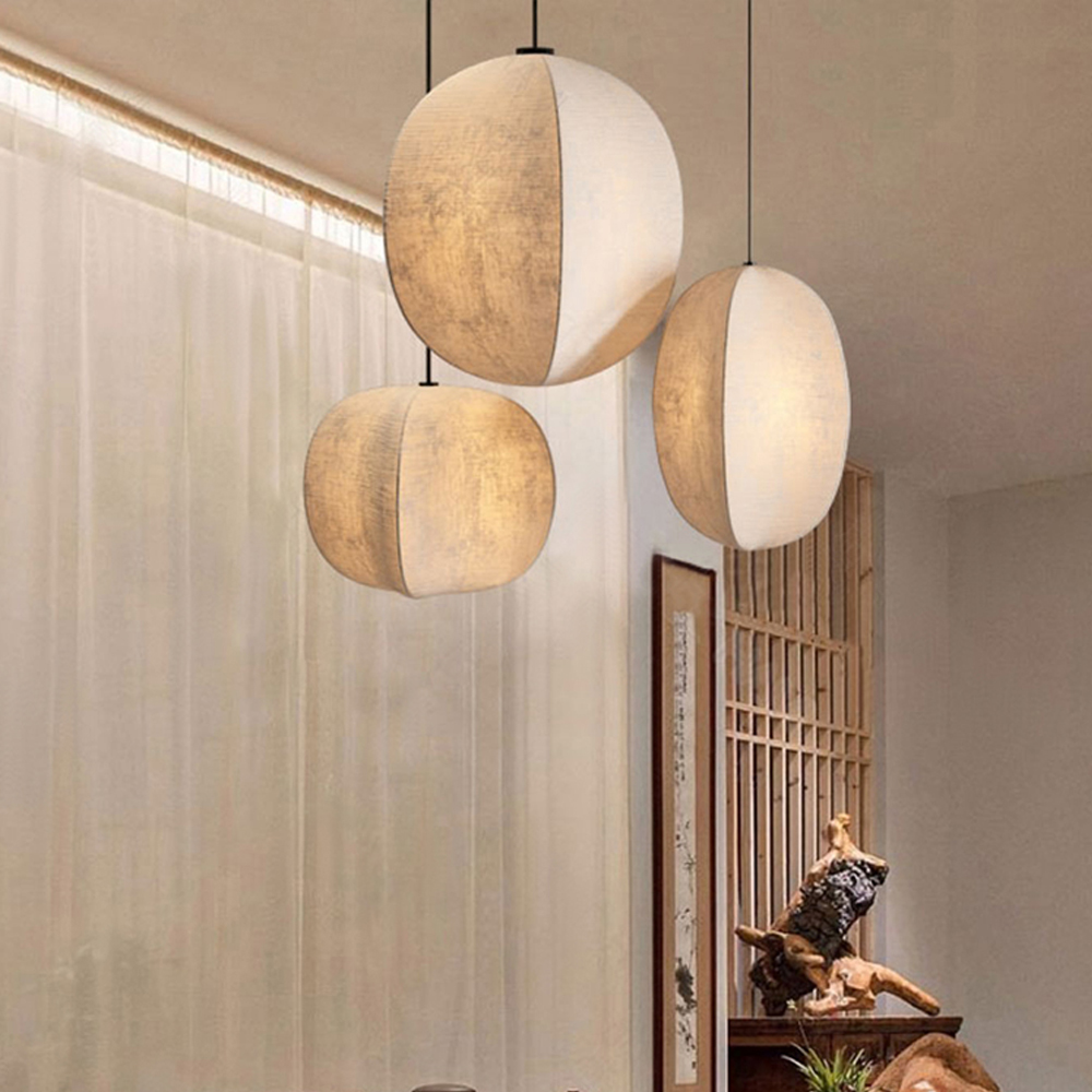 Wabi-sabi Style Living Room Fabric Chandelier Japanese Homestay Light Fixture