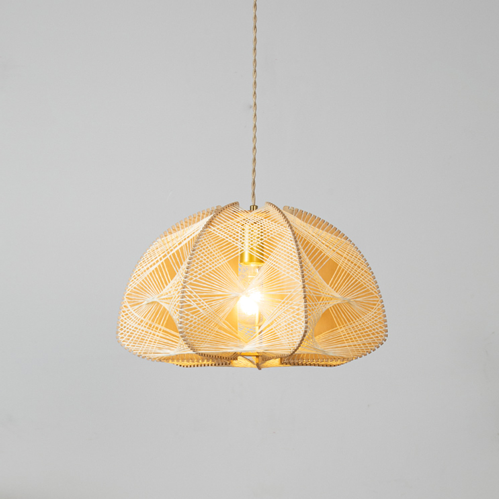 French Vintage Rope Pendant Light Fixture Living Room Wooden Chandelier