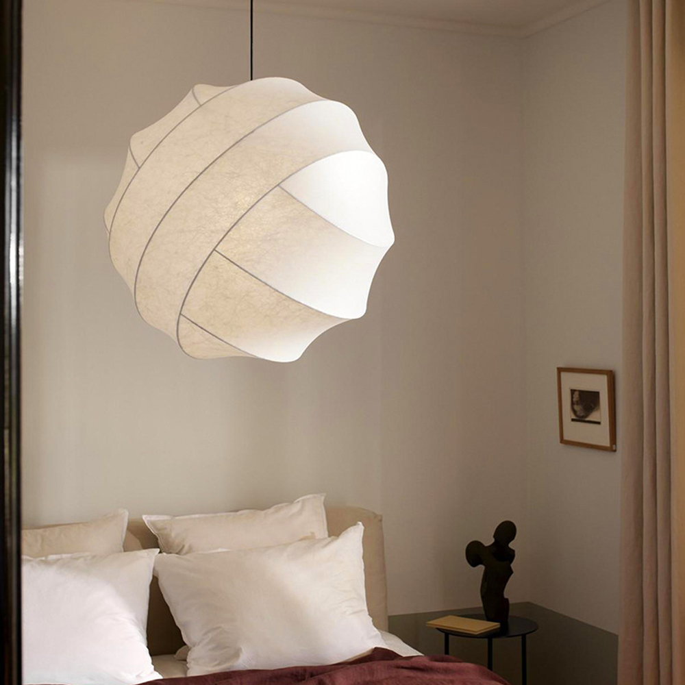 Japanese Modern Silk Pendant Lamp Chic Wabi-Sabi Chandelier For Bedroom