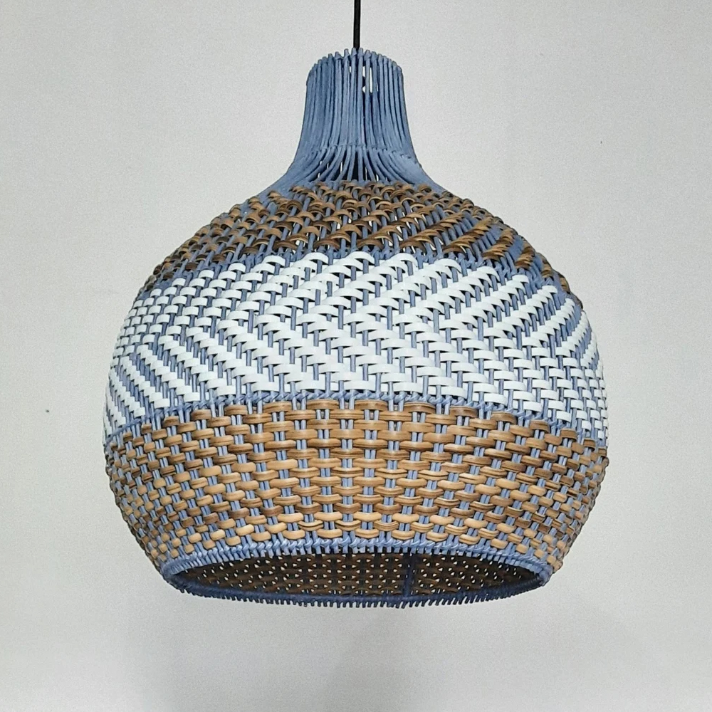 Courtland Blue Rattan Pendant Light Interior Designer Recommended Lamp