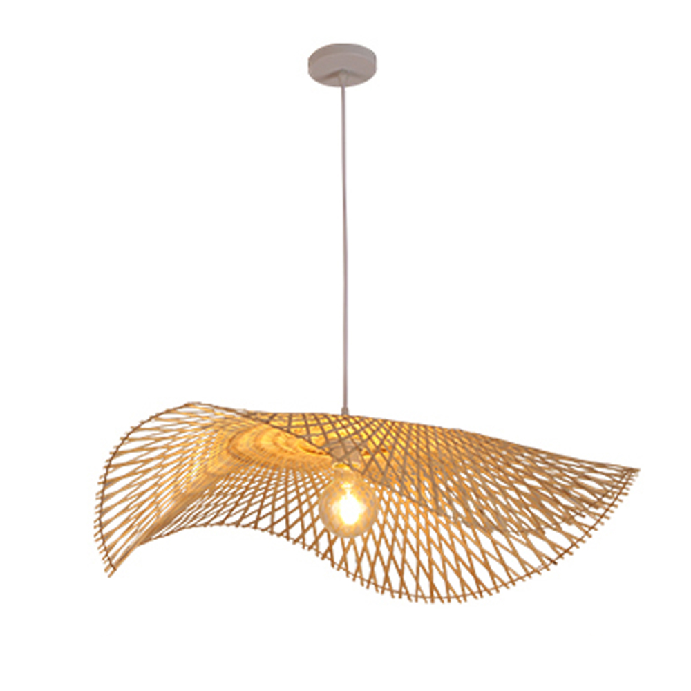 Hand Weaving Bamboo Lampshade Irregular Hat Shape Pendant Light
