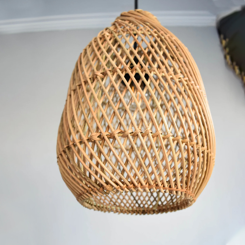 Boho Kitchen Lighting Fixture Unique Handmade Rattan Pendant Lamp Shade