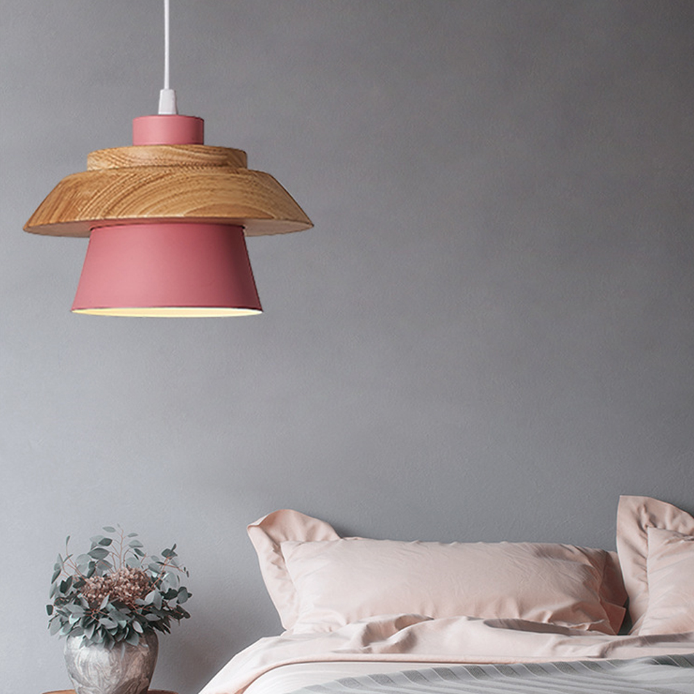 DIY Nordic Minimalism Wood Pendant Light Modern Mini Bedside Chandelier