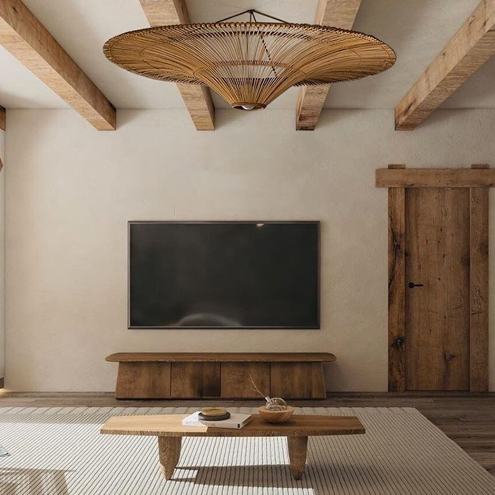 Wabi-sabi Rattan Weaving Oversized Chandelier Southeast Asian Bedroom Ceiling Lamp