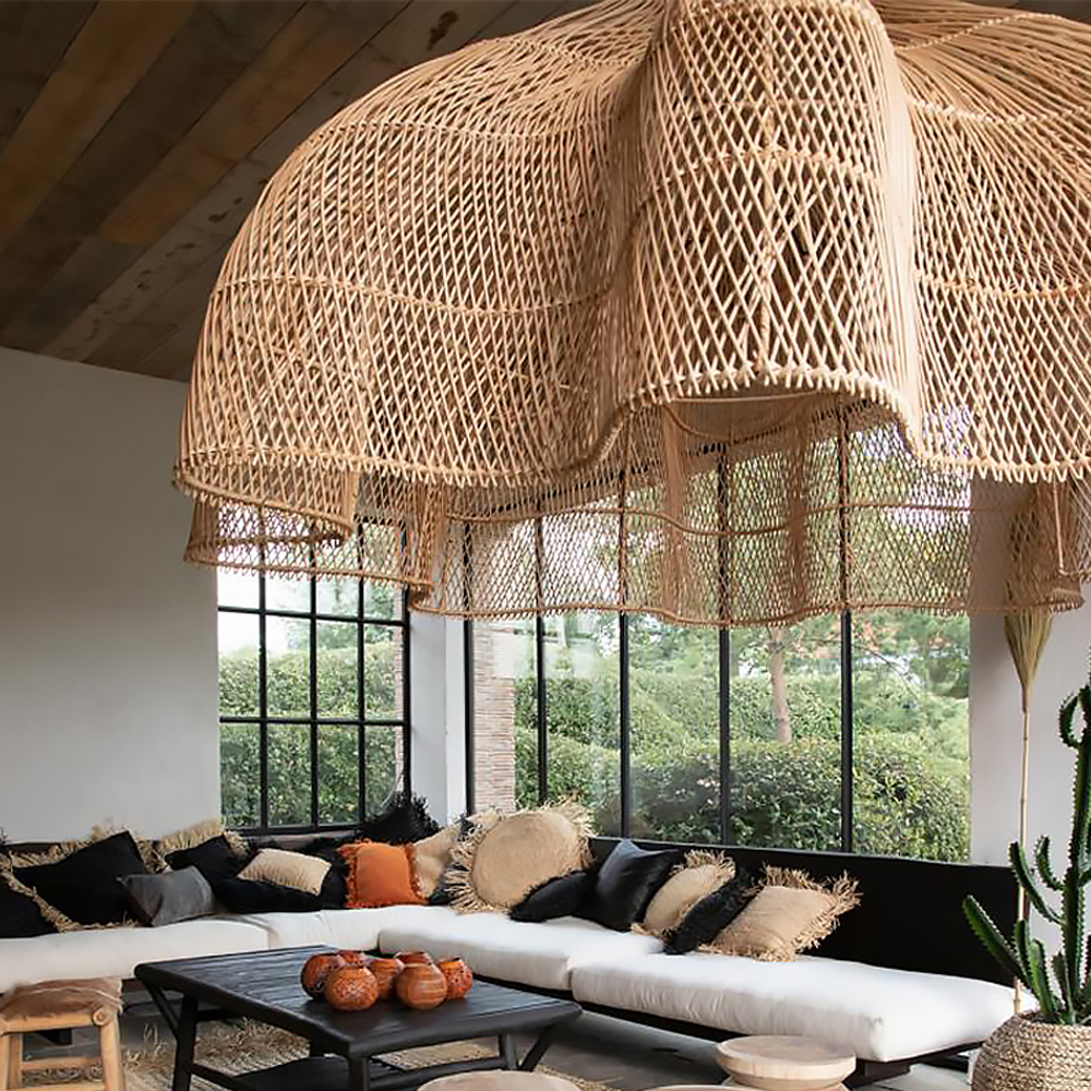 Justina Rattan Pendant Light Wabi Sabi Wicker Chandelier