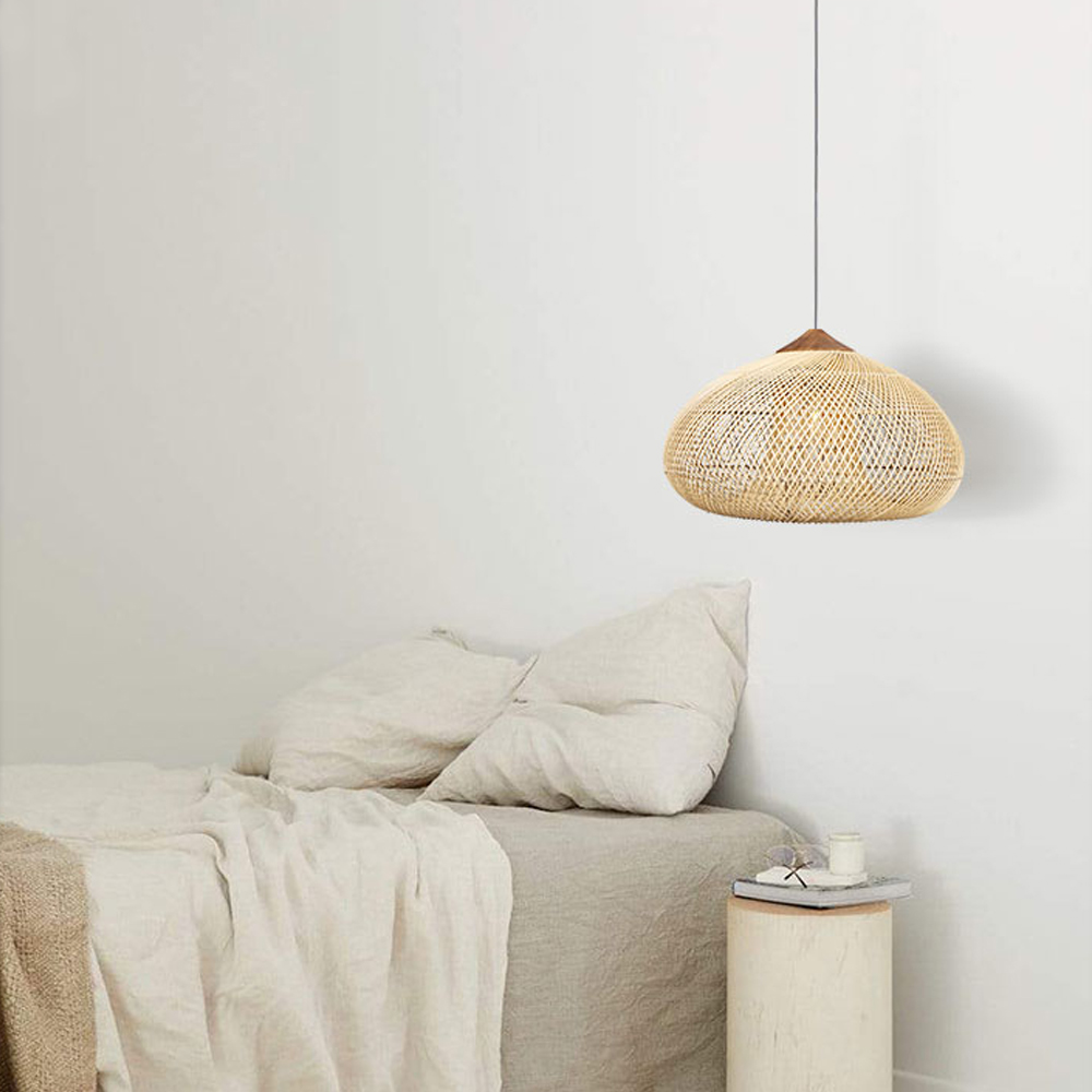 Wabi Sabi Style Retro Dining Room Chandelier Rattan Zen Pendant Light