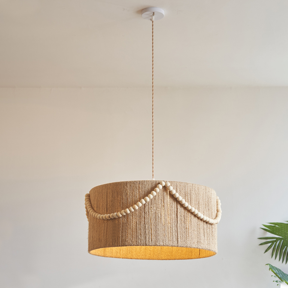 Bohemian Vintage Hemp Rope Chandelier Feature Dining Room Ceiling Lamp