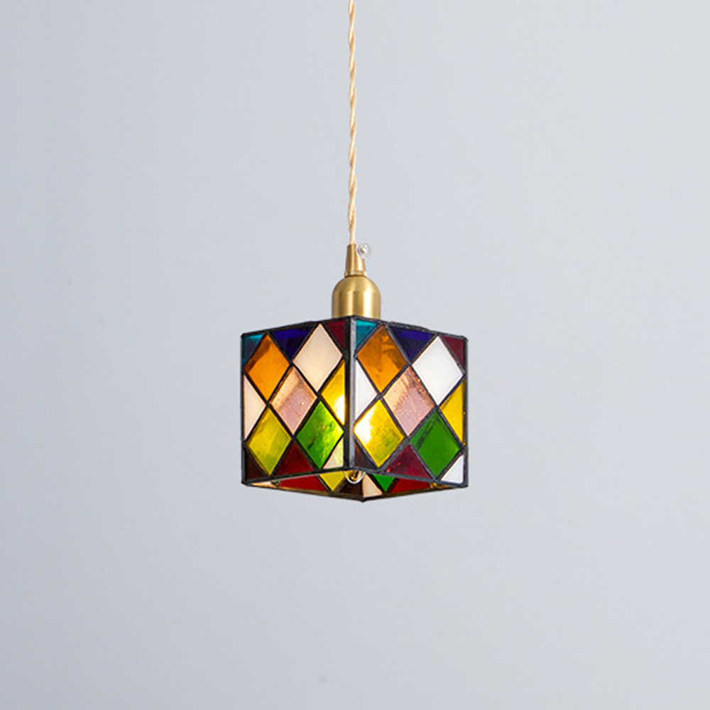 Creative Rubik’s cube small glass chandelier for kitchen island