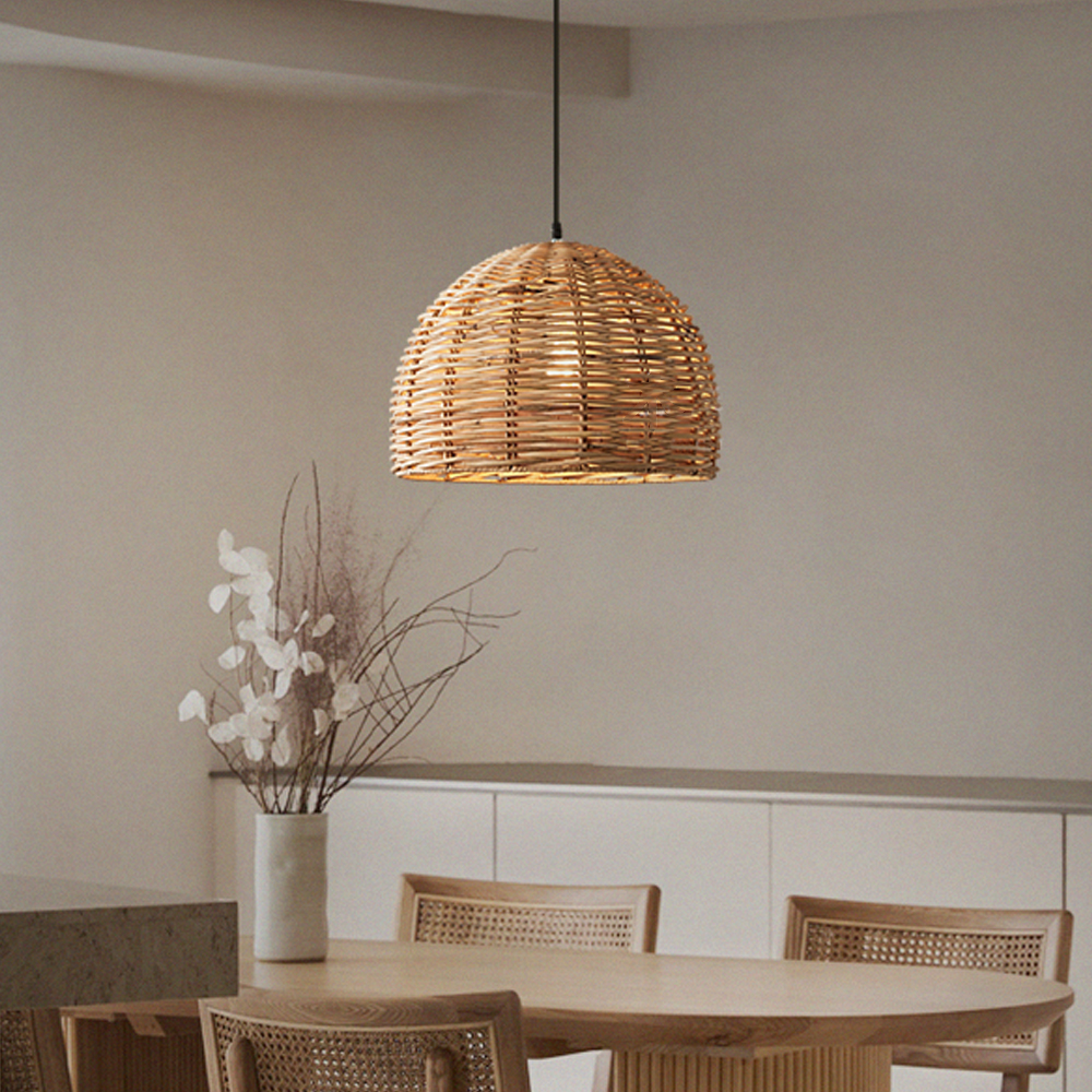 Vintage Rattan Chandelier Wabi Sabi Table Lamp Home Living Room Pendant Light
