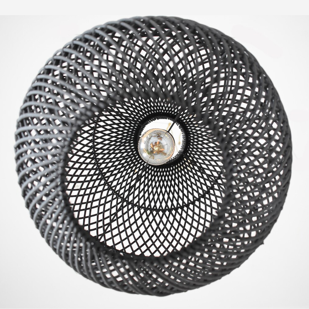 Kitchen Island Handmade Small Rattan Pendant Light Black Woven Light F