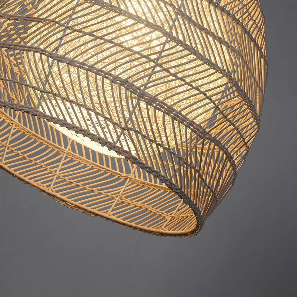 Natural Woven Wicker Rattan Chandelier Boho Basket Lighting Fixture