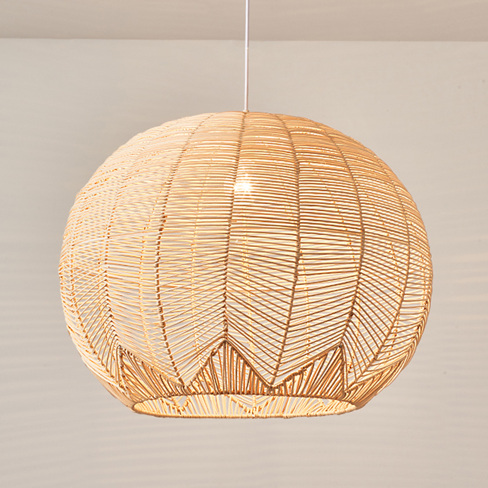 Japanese Bamboo Rattan Pendant Light Wabi-sabi Hand Woven Lampshade