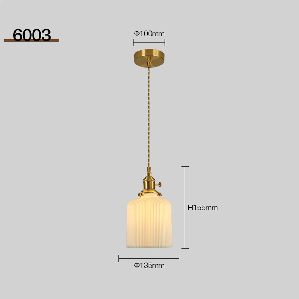 Nordic Luxury Mini Ceramic Pendant Light Japanese Brass Small Chandelier