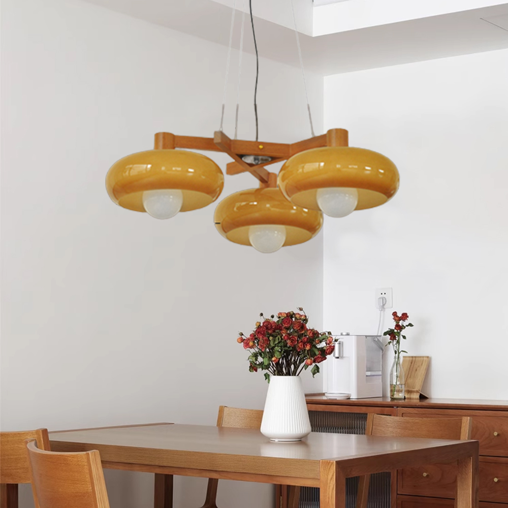 Vintage Hardwired Glass Chandelier Living Room Brass Ceiling Light 3 Lamps