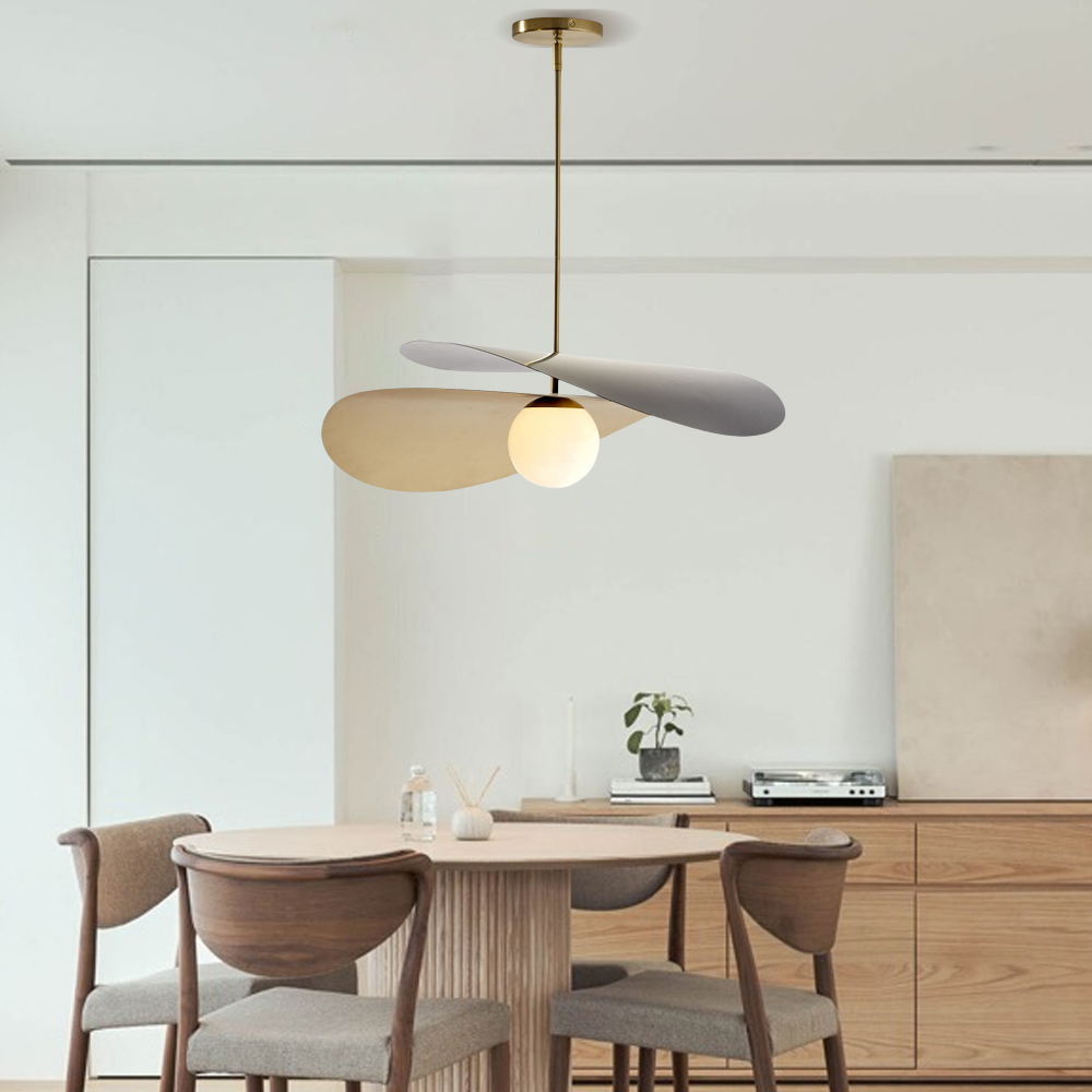 Minimalist Design Straw Hat Pendant Light Modern Metal Chandelier