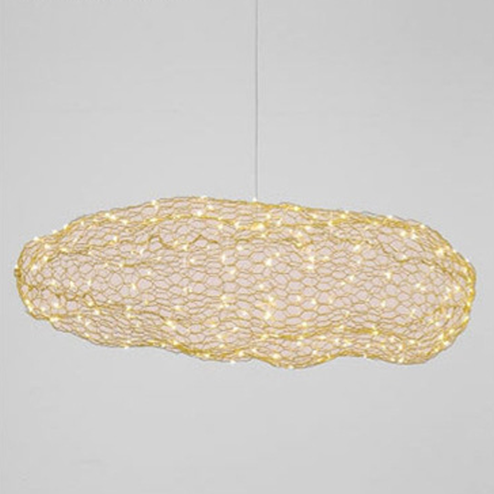 Nordic Chandelier Creative Cloud Pendant Light Gypsophila Metal Mesh Cloud Lamp