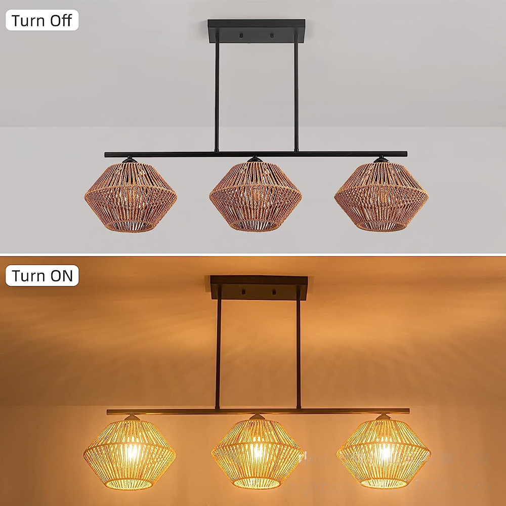 Southeast Asian Creative 3-head Rattan Pendant Lights For Dining Room