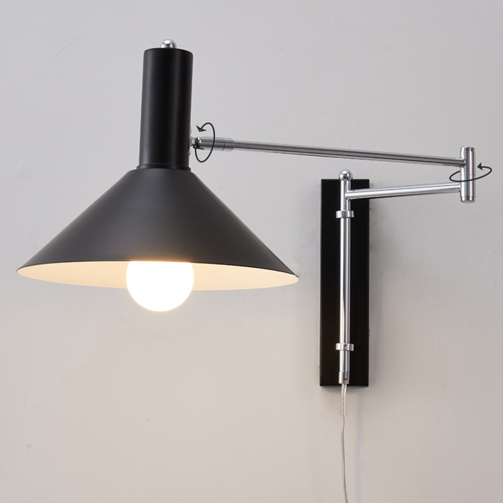 Retro Swing Arm Wall Lamp Extendable Folding Metal Wall Lamp