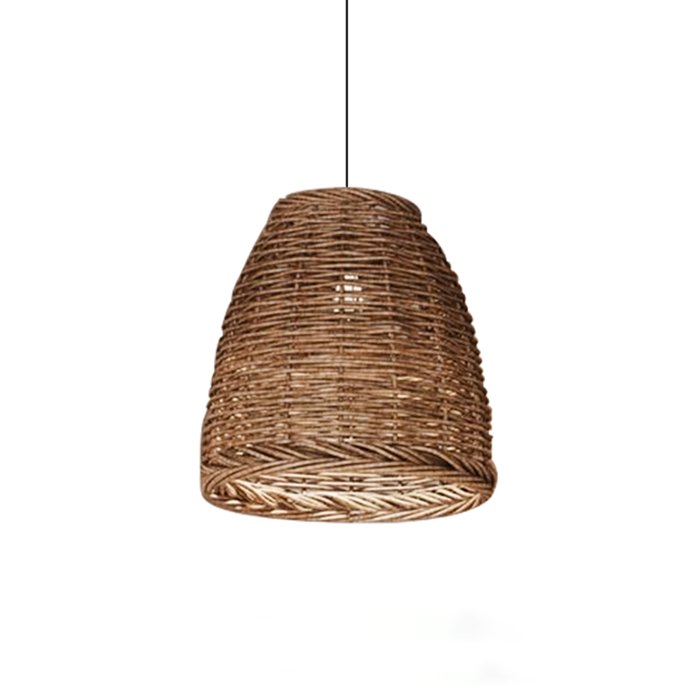 Wabi-sabi Vintage Pastoral Basket Weave Light Pendant Dining Room Rattan Decorative Lamps