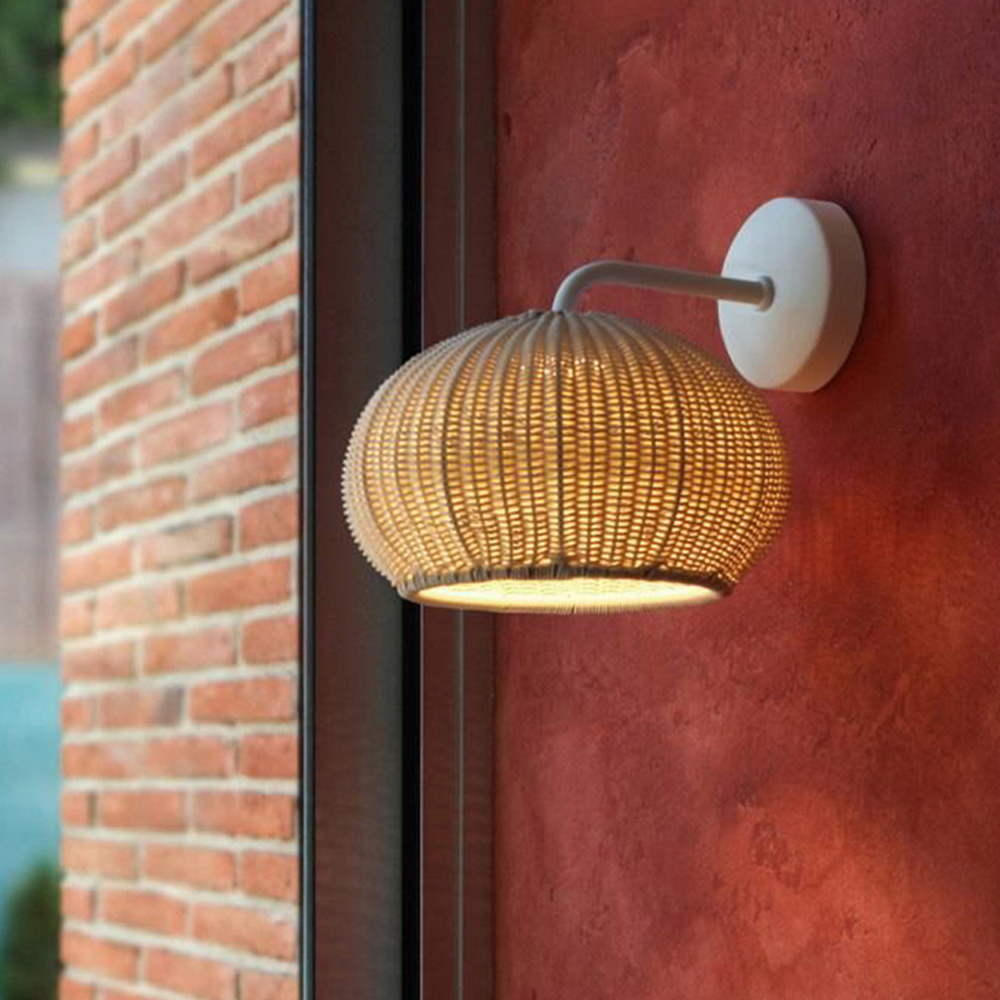 Outdoor Waterproof Rattan Wall Sconce Bedroom Bedside Wall Lampshade