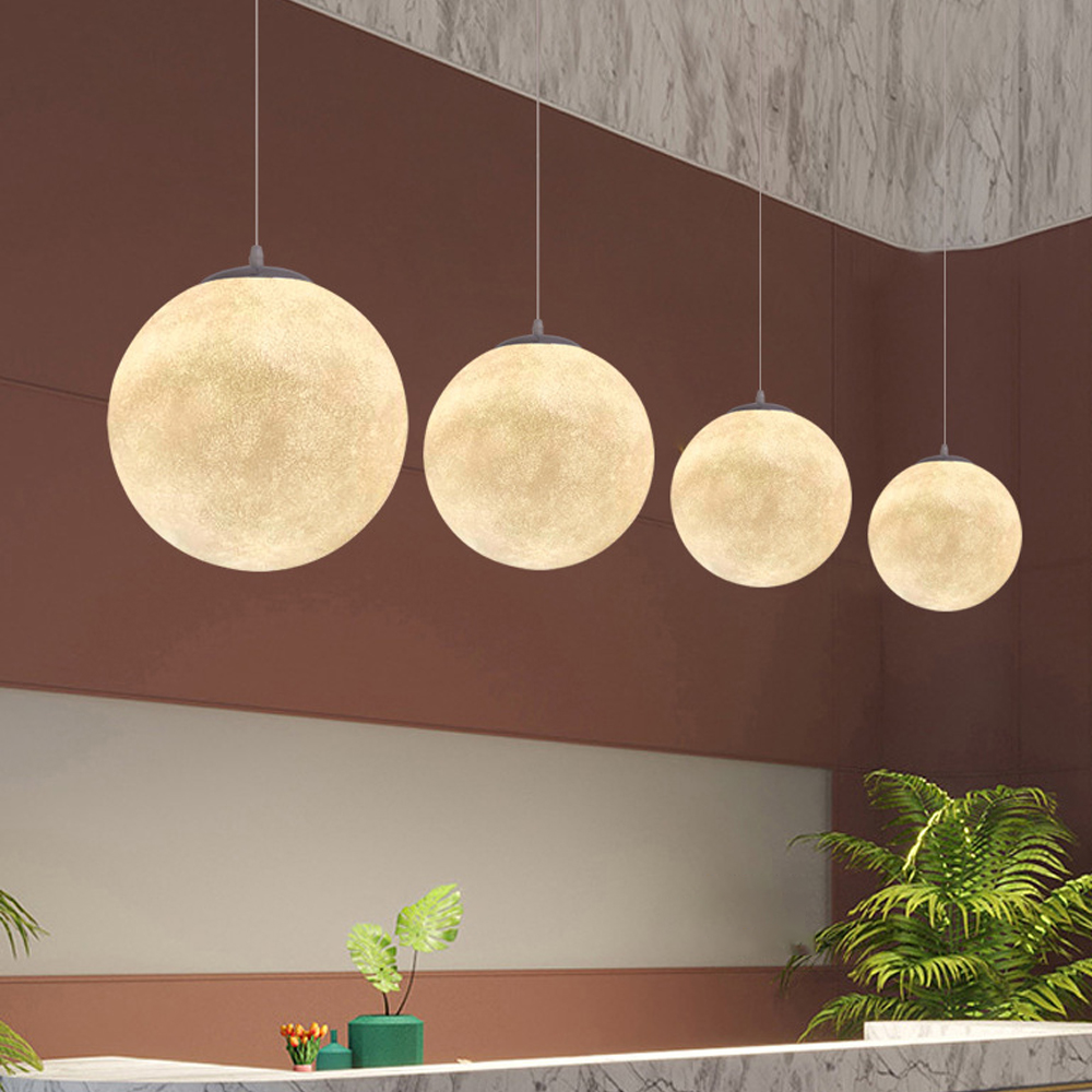 Quality Extra Large Resin Moon Chandelier Nordic Ball Planet Restaurant Pendant Light