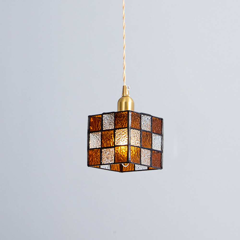 Creative Rubik’s cube small glass chandelier for kitchen island